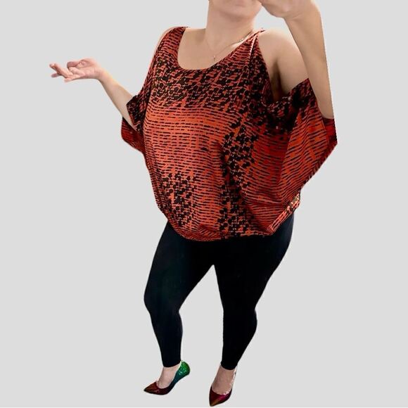 Current Affair half sleeve top in Orange Silk Multiple colors - Picture 14 of 14